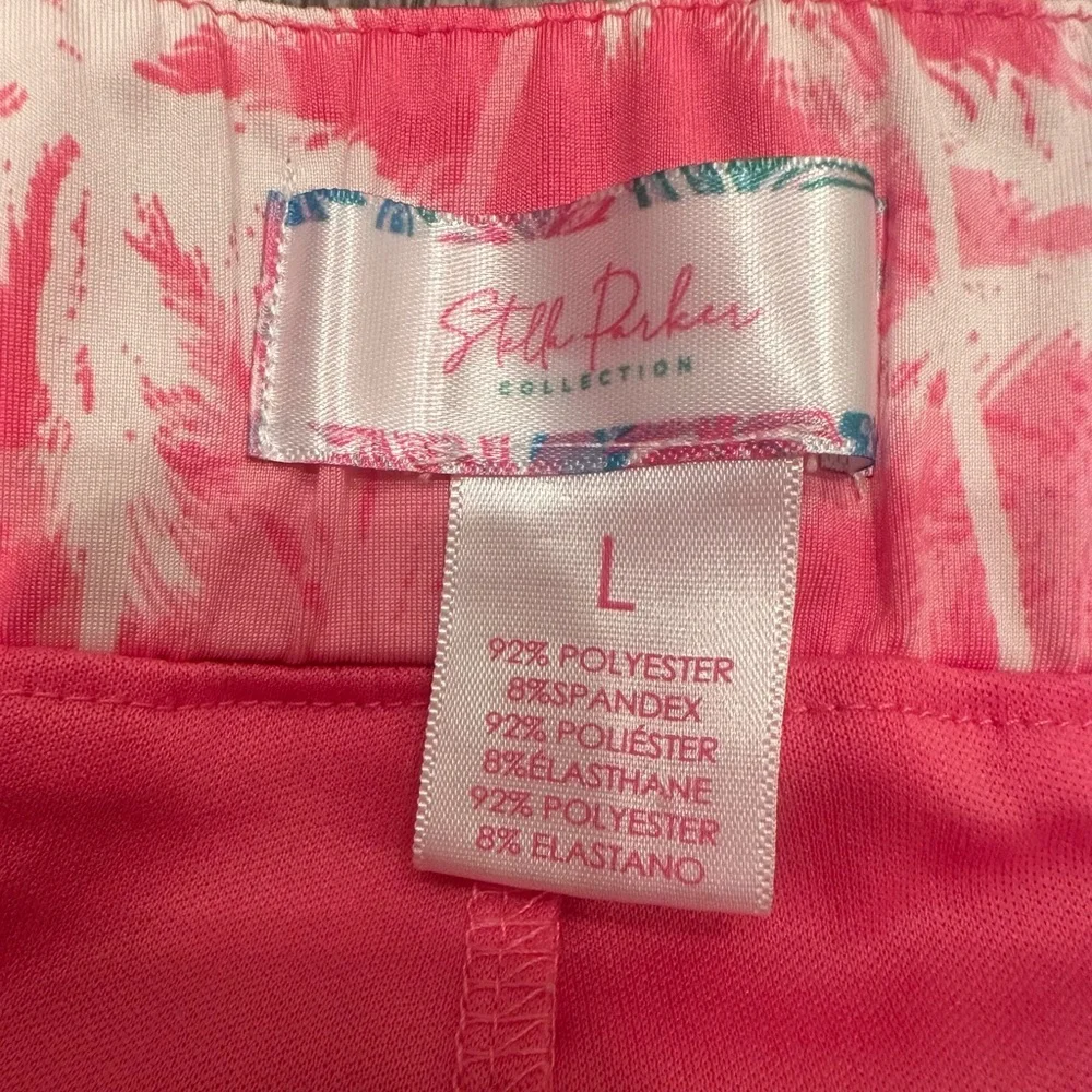 Pink Palm Print Mini Skort Golf Athleisure Spring Summer Stretchy Sz L - Picture 4 of 5